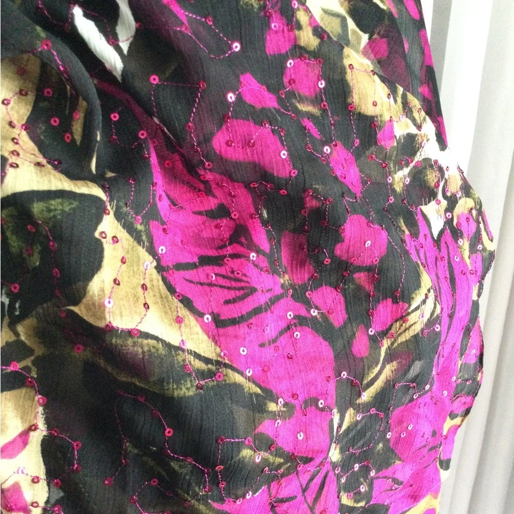 Massimo Fuchsia and Black scarf, coverup sequin large rectangle.